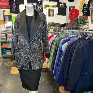 Neiman Marcus sequin detailed blazer with solid black accents size large
